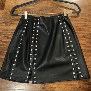 Black leather skirt with buttons